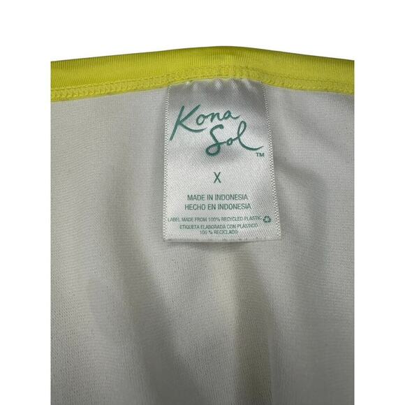 Kona Sol Two Piece Bikini Set Sz X Yellow Gray Striped Beach Resort Bathing Suit - Picture 4 of 4